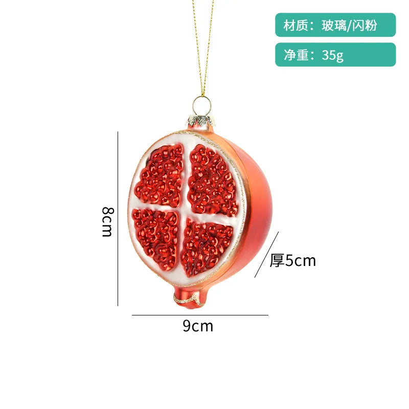 Christmas Decorative Glass Colored Fruit and Vegetable Series Creative Small Pendant Christmas Tree Pendant
