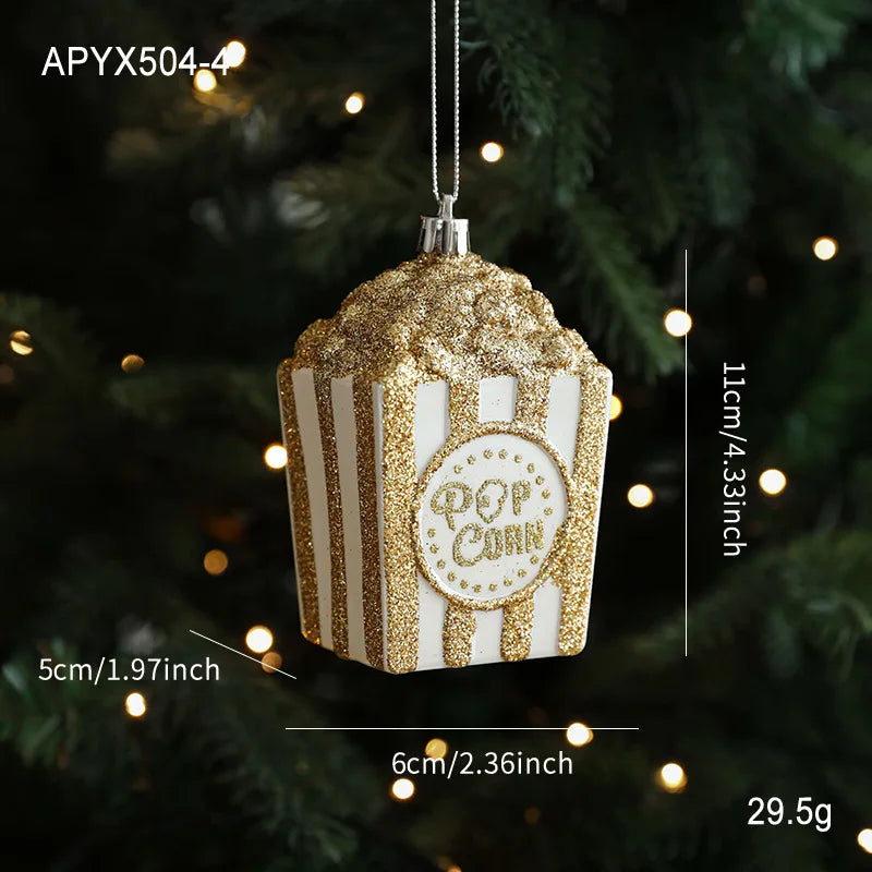 Acrylic Christmas Tree Decoration Pendant Sequins Snowflake Golden Bag Christmas Tree Scene Decoration Xmas Atmosphere Props
