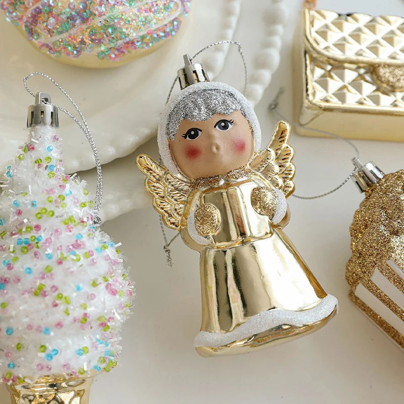 Acrylic Christmas Tree Decoration Pendant Sequins Snowflake Golden Bag Christmas Tree Scene Decoration Xmas Atmosphere Props