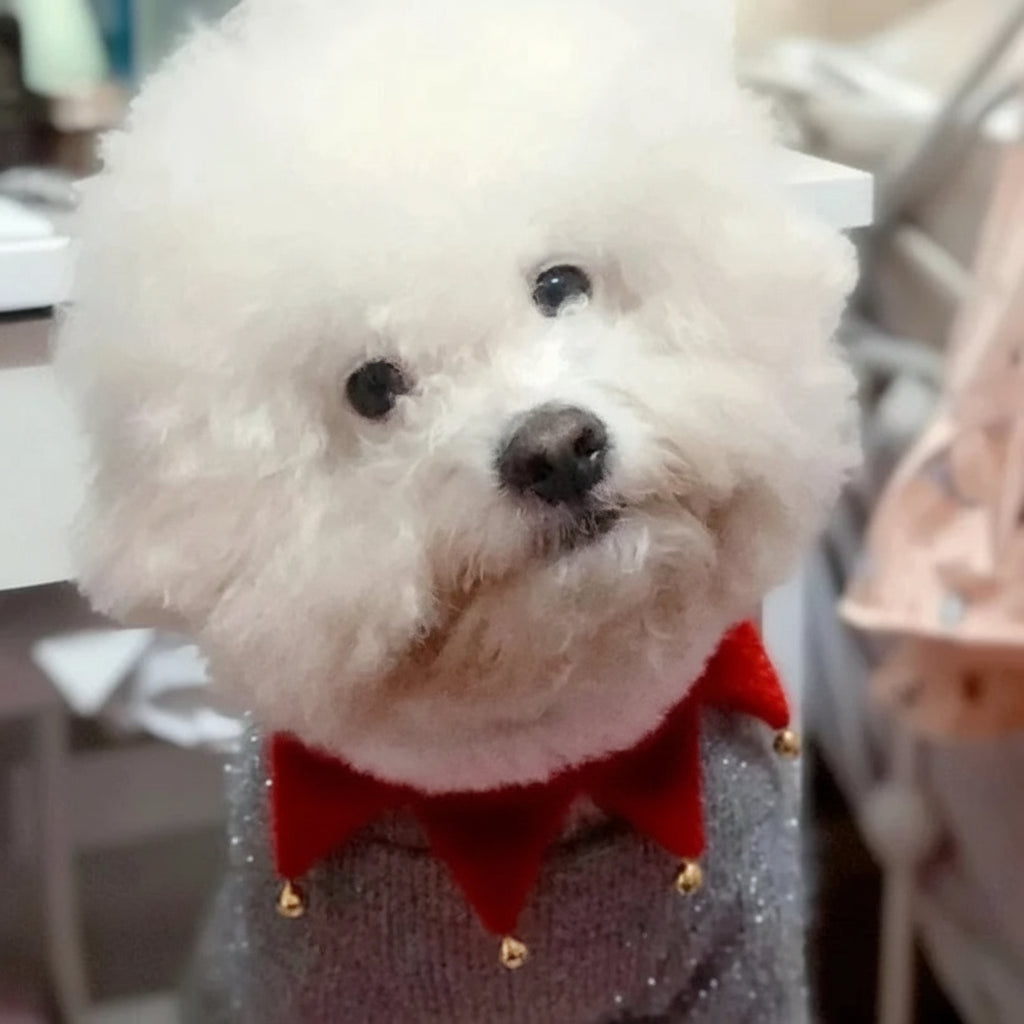 2025 Christmas Pet Collar Winter Plush Cat Dog Triangle Scarf With Bell Cute Christmas Elements Pet Drool Towel Xmas Decor Props