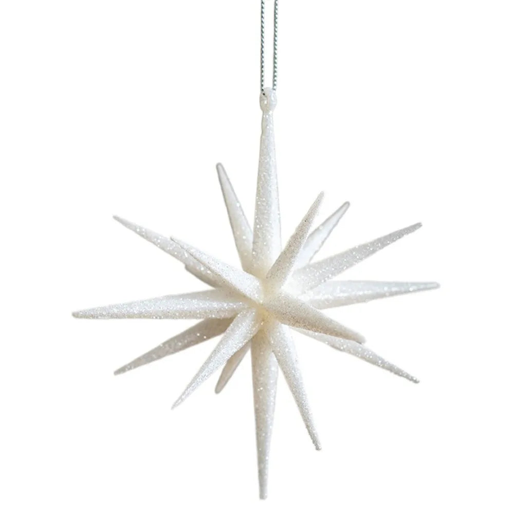 Cartoon Christmas Ice Cream Pendant Shiny Pink Plastic Christmas Tree Ornaments 3D Shatterproof Xmas Snowflake Pendant