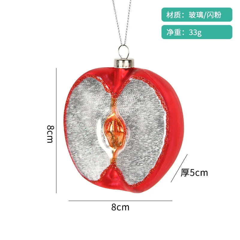Christmas Decorative Glass Colored Fruit and Vegetable Series Creative Small Pendant Christmas Tree Pendant