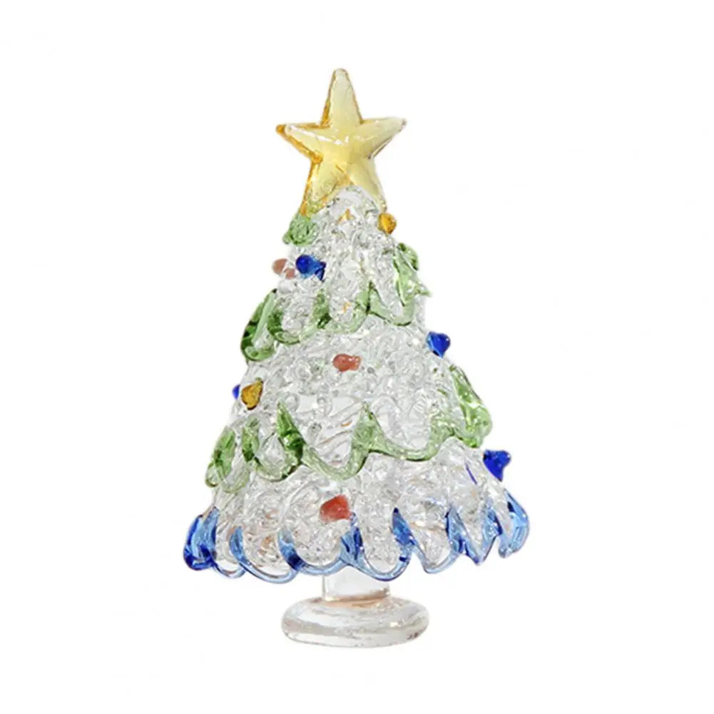 Glass Christmas Tree Ornaments Glass Star Decorations Festive Glass Christmas Tree Figurines for Winter Home Decor Handmade