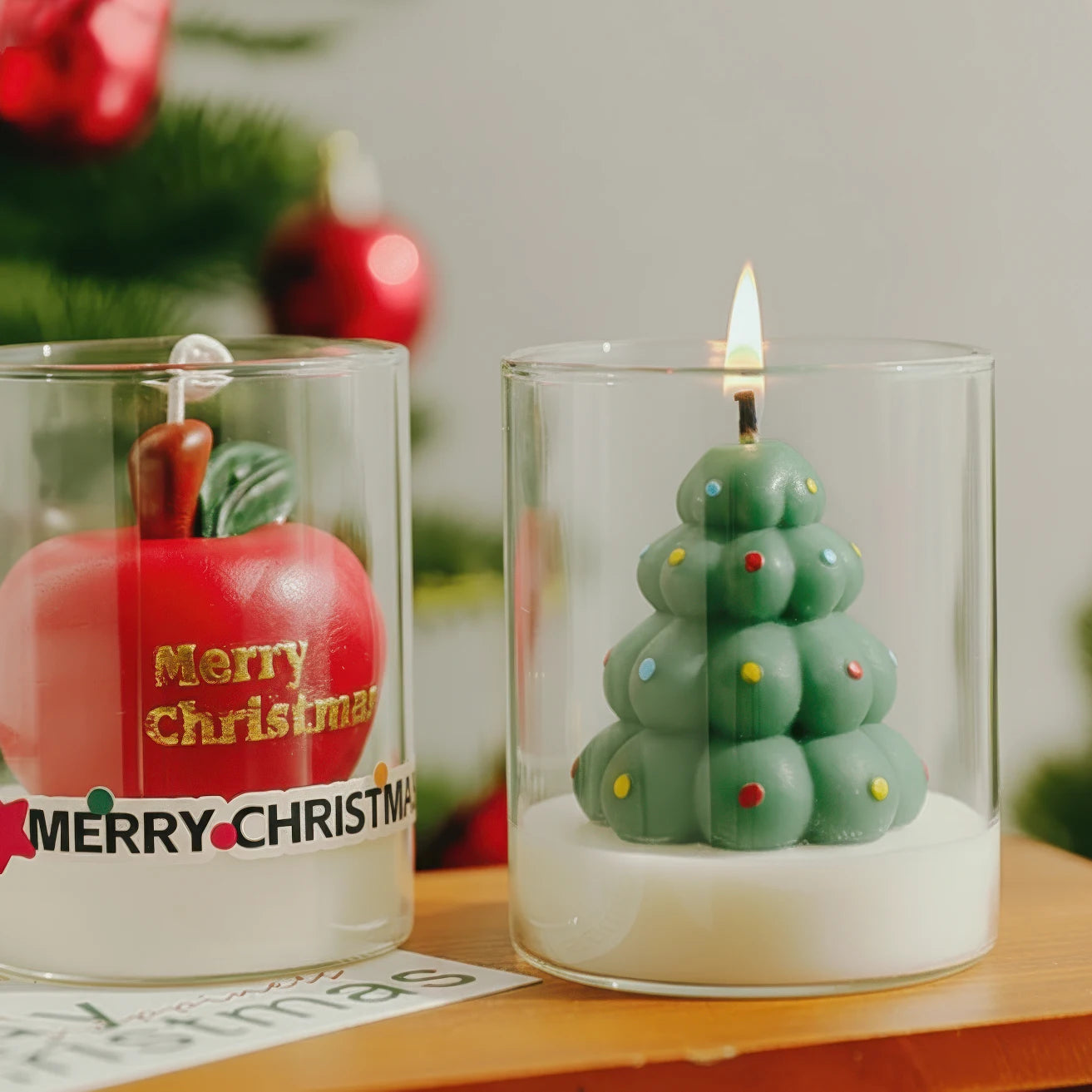 Christmas Scented Candle Glass Cup Soy Wax Santa Tree Snowman Reindeer Gift Home Decoration Holiday Aromatherapy Candle