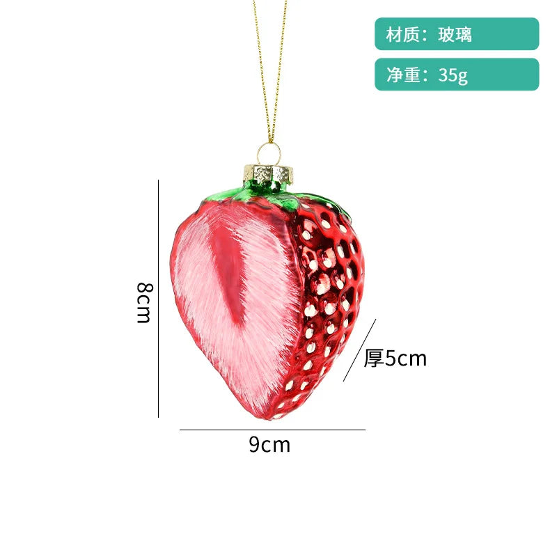 Christmas Decorative Glass Colored Fruit and Vegetable Series Creative Small Pendant Christmas Tree Pendant