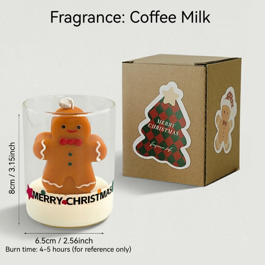 Christmas Scented Candle Glass Cup Soy Wax Santa Tree Snowman Reindeer Gift Home Decoration Holiday Aromatherapy Candle