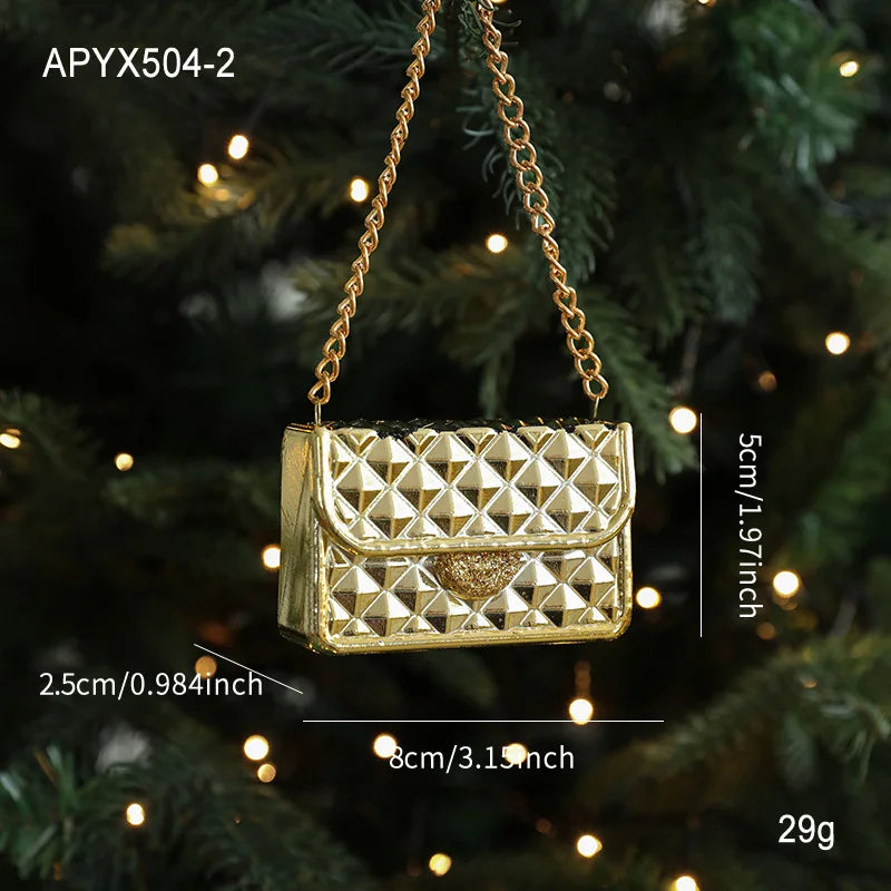 Acrylic Christmas Tree Decoration Pendant Sequins Snowflake Golden Bag Christmas Tree Scene Decoration Xmas Atmosphere Props