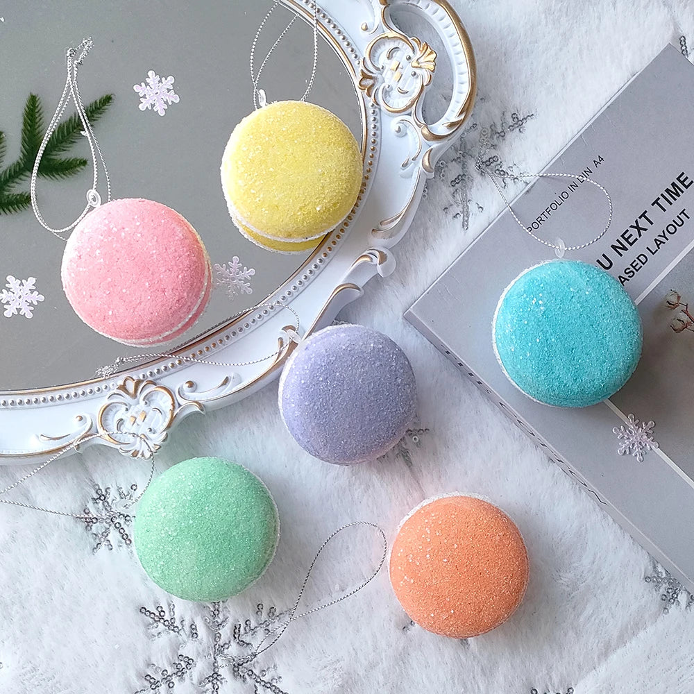 6pcs Christmas Macaron Biscuit Donut Shapes Ball Ornament Xmas Tree Hanging Pendants Home Party Navidad Christmas Decor