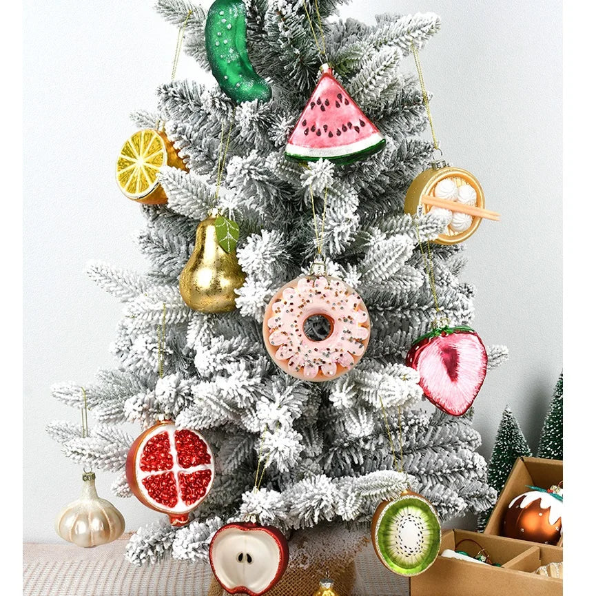 Christmas Decorative Glass Colored Fruit and Vegetable Series Creative Small Pendant Christmas Tree Pendant