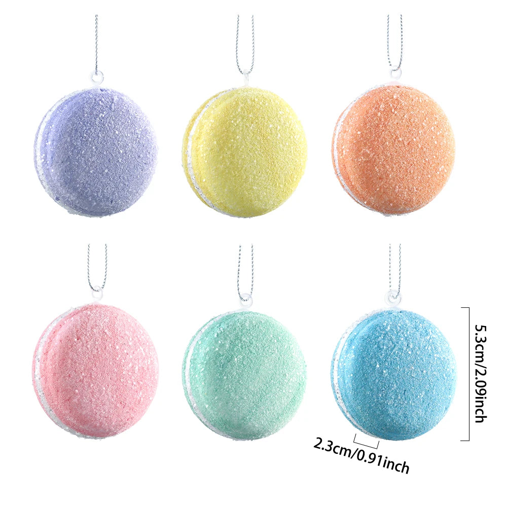 6pcs Christmas Macaron Biscuit Donut Shapes Ball Ornament Xmas Tree Hanging Pendants Home Party Navidad Christmas Decor