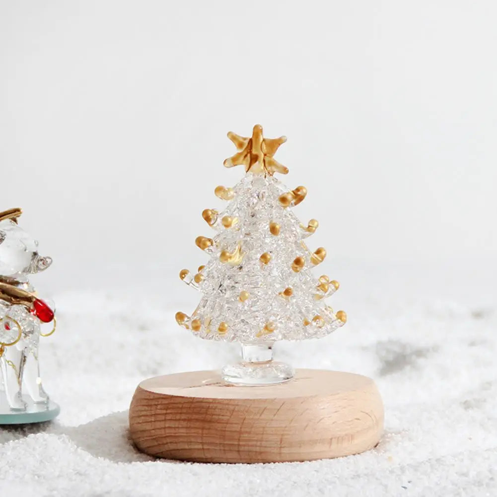 Glass Christmas Tree Ornaments Glass Star Decorations Festive Glass Christmas Tree Figurines for Winter Home Decor Handmade