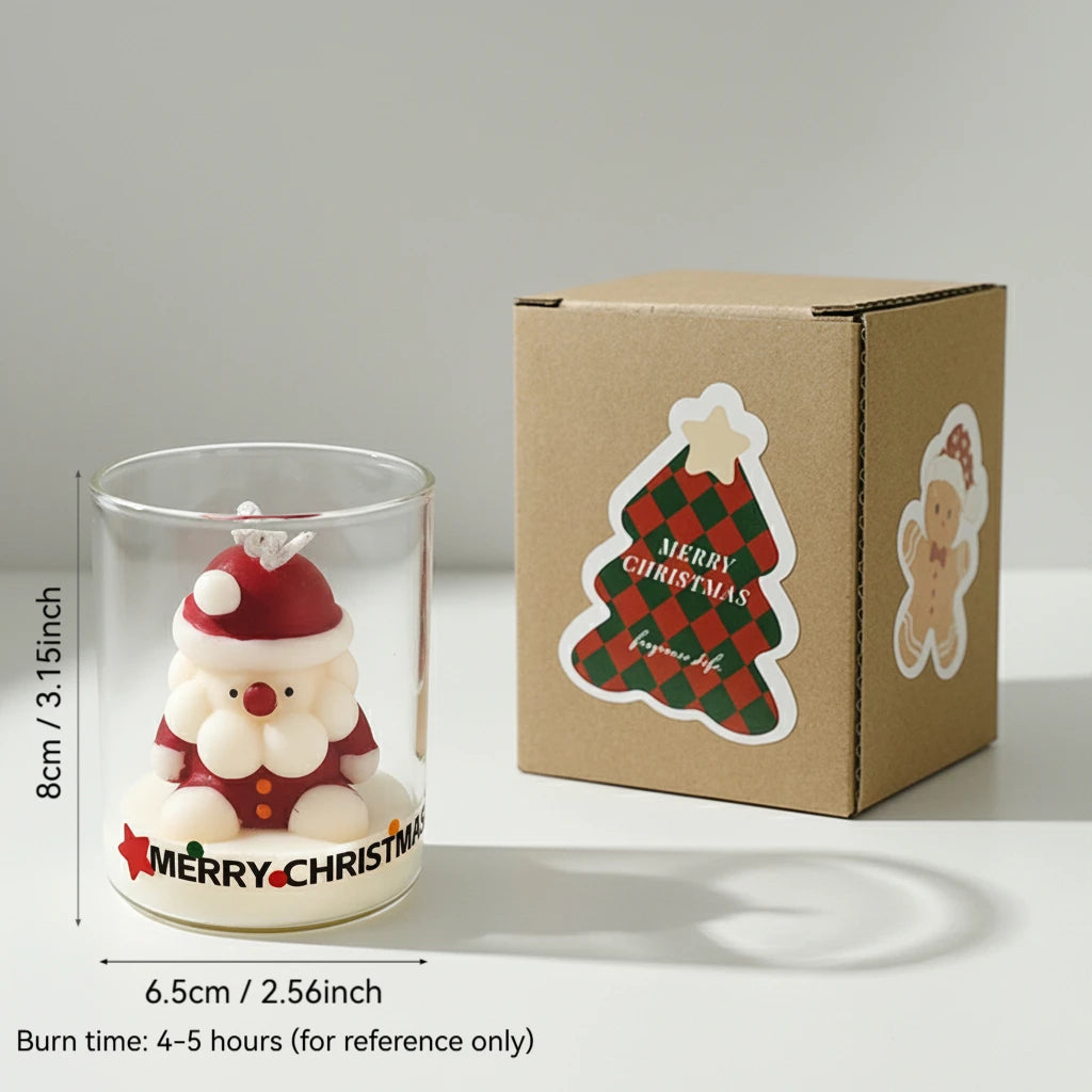 Christmas Scented Candle Glass Cup Soy Wax Santa Tree Snowman Reindeer Gift Home Decoration Holiday Aromatherapy Candle