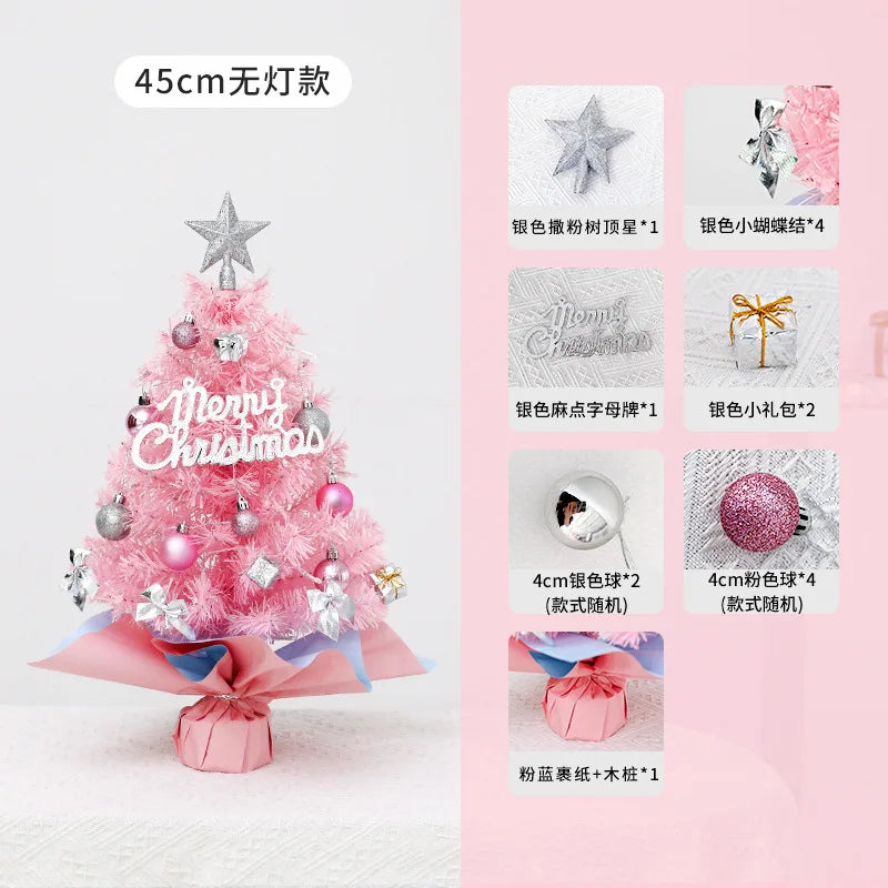 Pink Christmas Tree 45/60cm  Xmas Tree Desktop Ornament Christmas Decorations For Home Navidad Noel 2025 New Years Gift