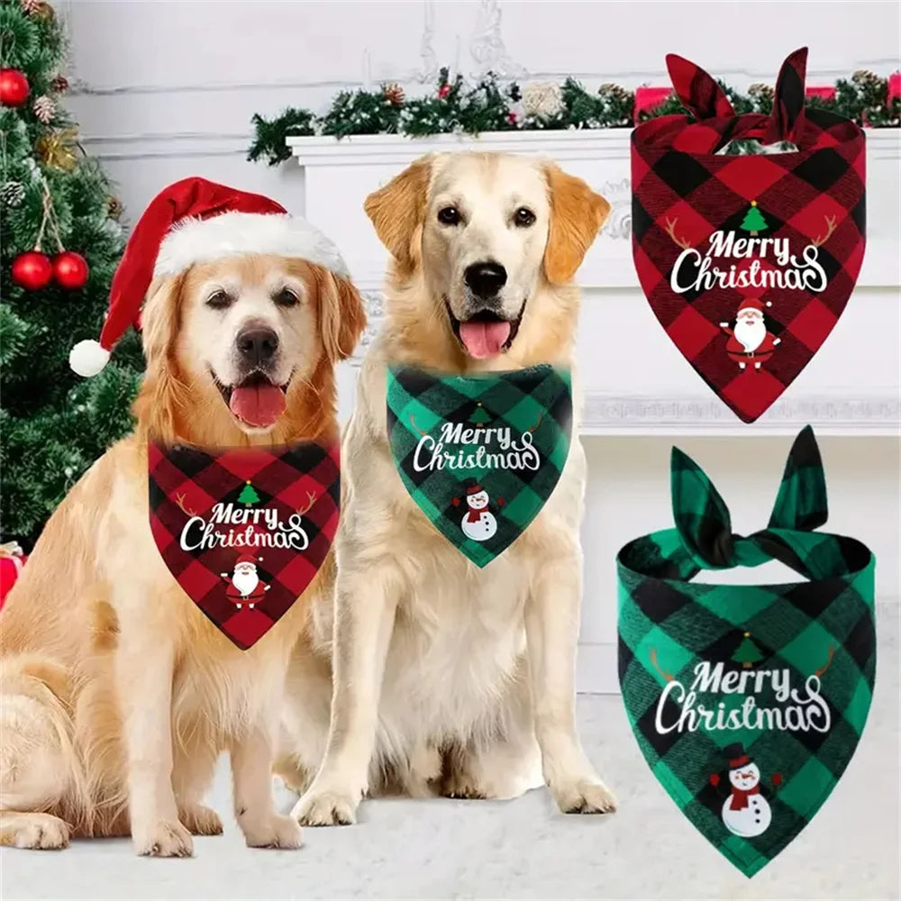 1/2pc Christmas Pet Triangle Scarf Dog Bandanas Saliva Towel For Holiday Party Decor Adjustab Scarf For Small & Large Sized Dogs