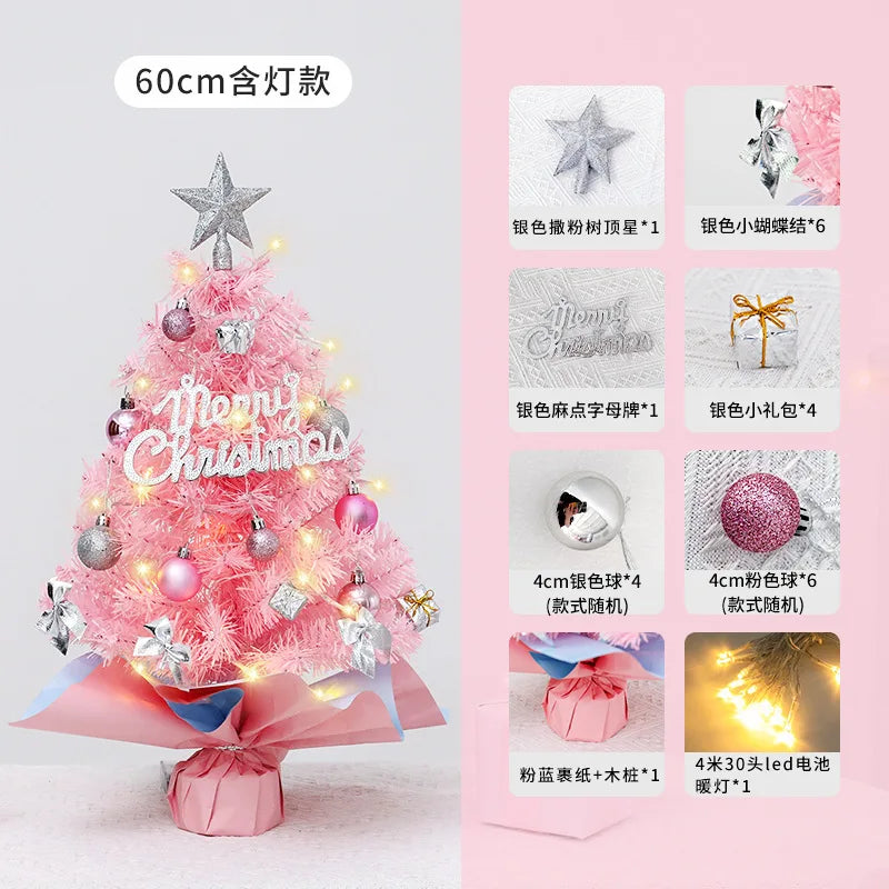 Pink Christmas Tree 45/60cm  Xmas Tree Desktop Ornament Christmas Decorations For Home Navidad Noel 2025 New Years Gift
