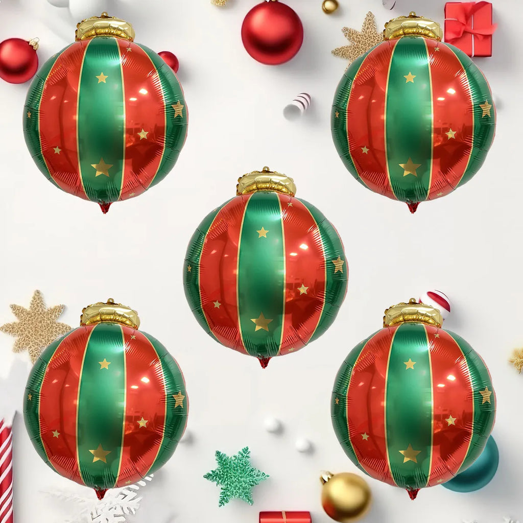 2/5pcs Red Green Christmas Ball Sahpe Foil Balloons Christmas Decorations for home store Party Supplies Navidad 2026 Decor